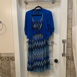 Perceptions Blue and Black Midi Dress